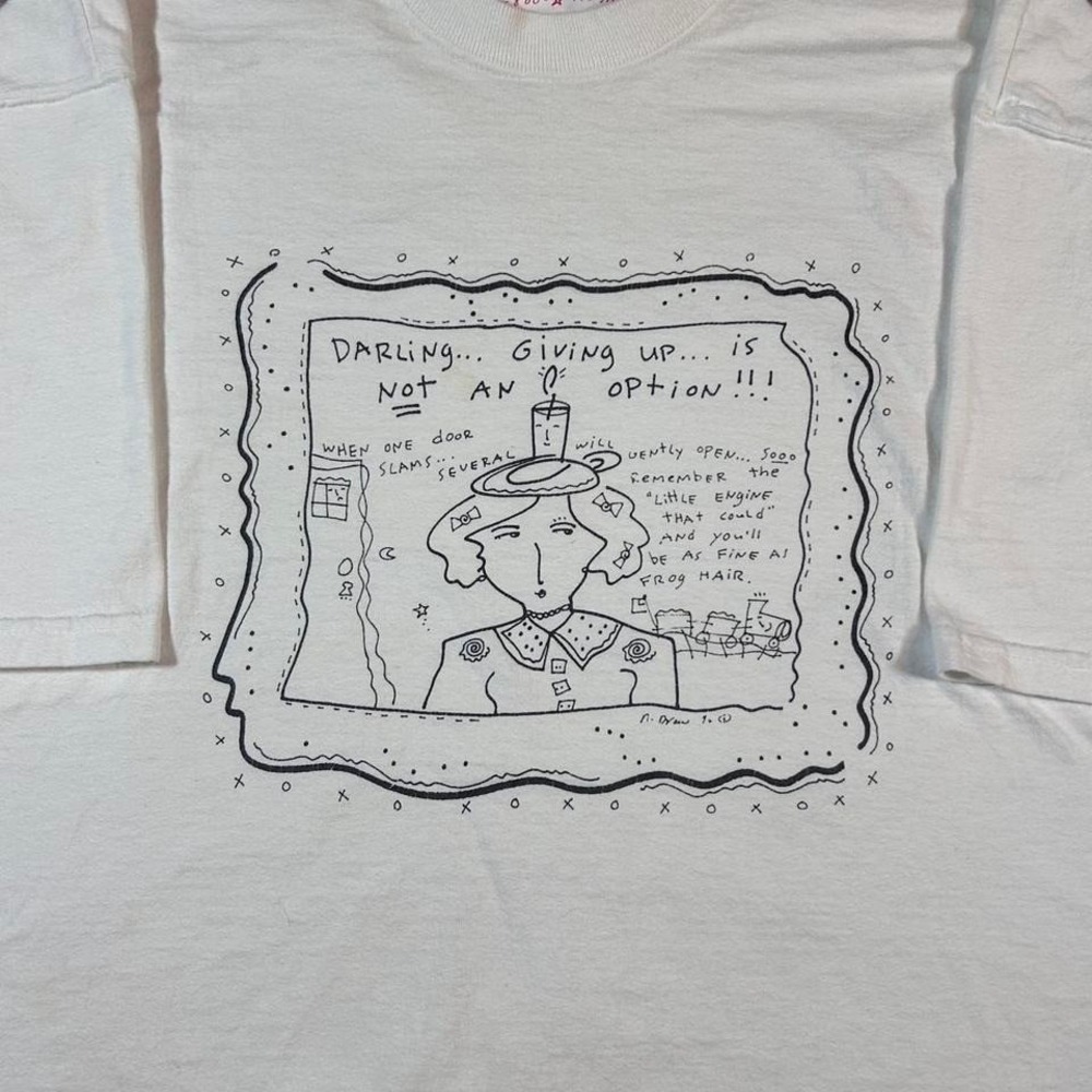 1990s vintage art tee cute indie grandma core white cotton‎ tee Size XL